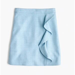 NWT J.Crew Light Blue Wool‎ Mini Skirt Ruffle Wear Size 12